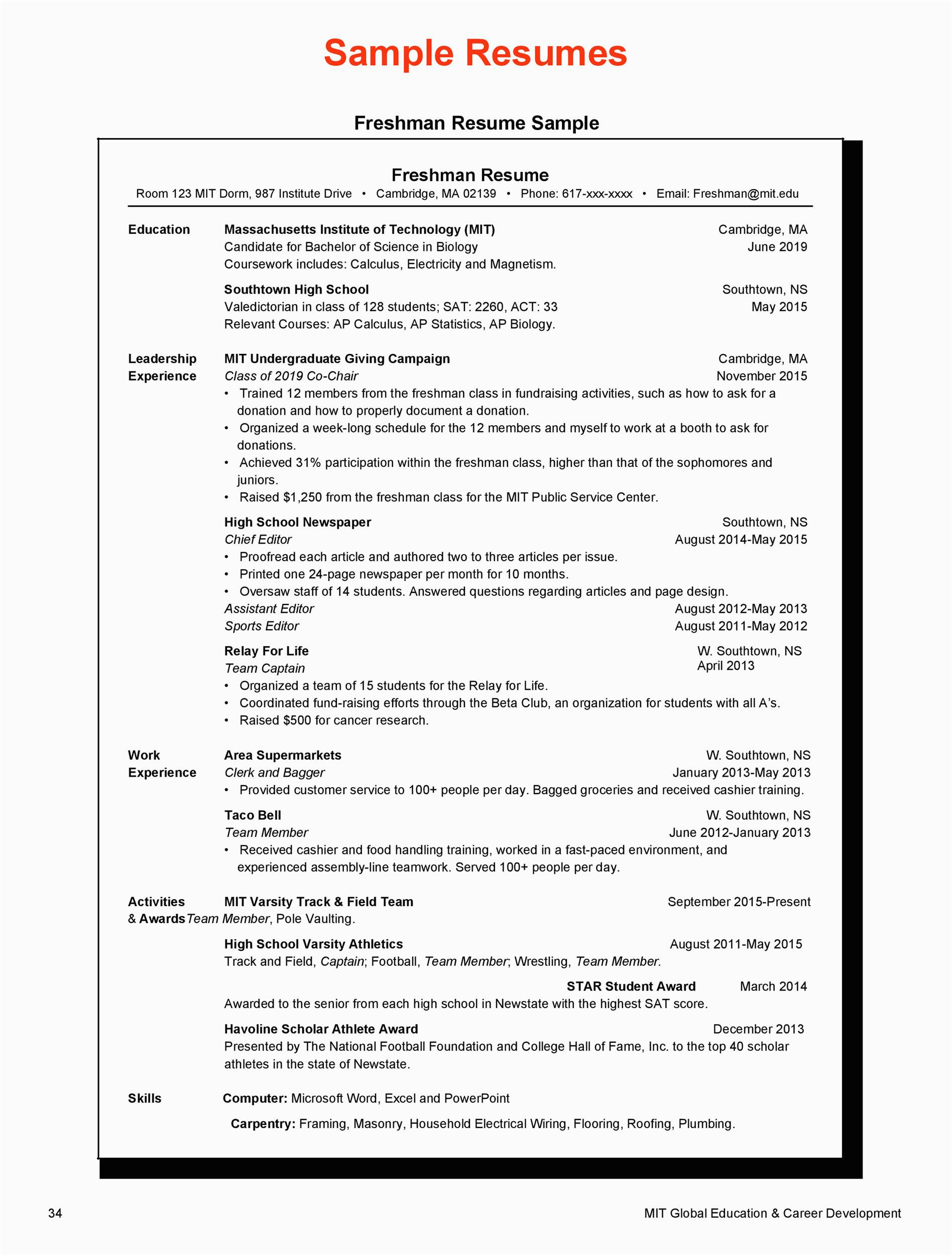 Sample Resume Samples for College Students 50 College Student Resume Templates & format Templatelab