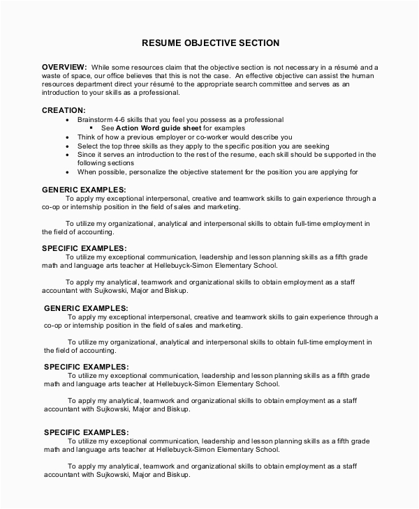 Samples Of Good Objectives On Resume Free 8 Sample Good Resume Objective Templates In Pdf