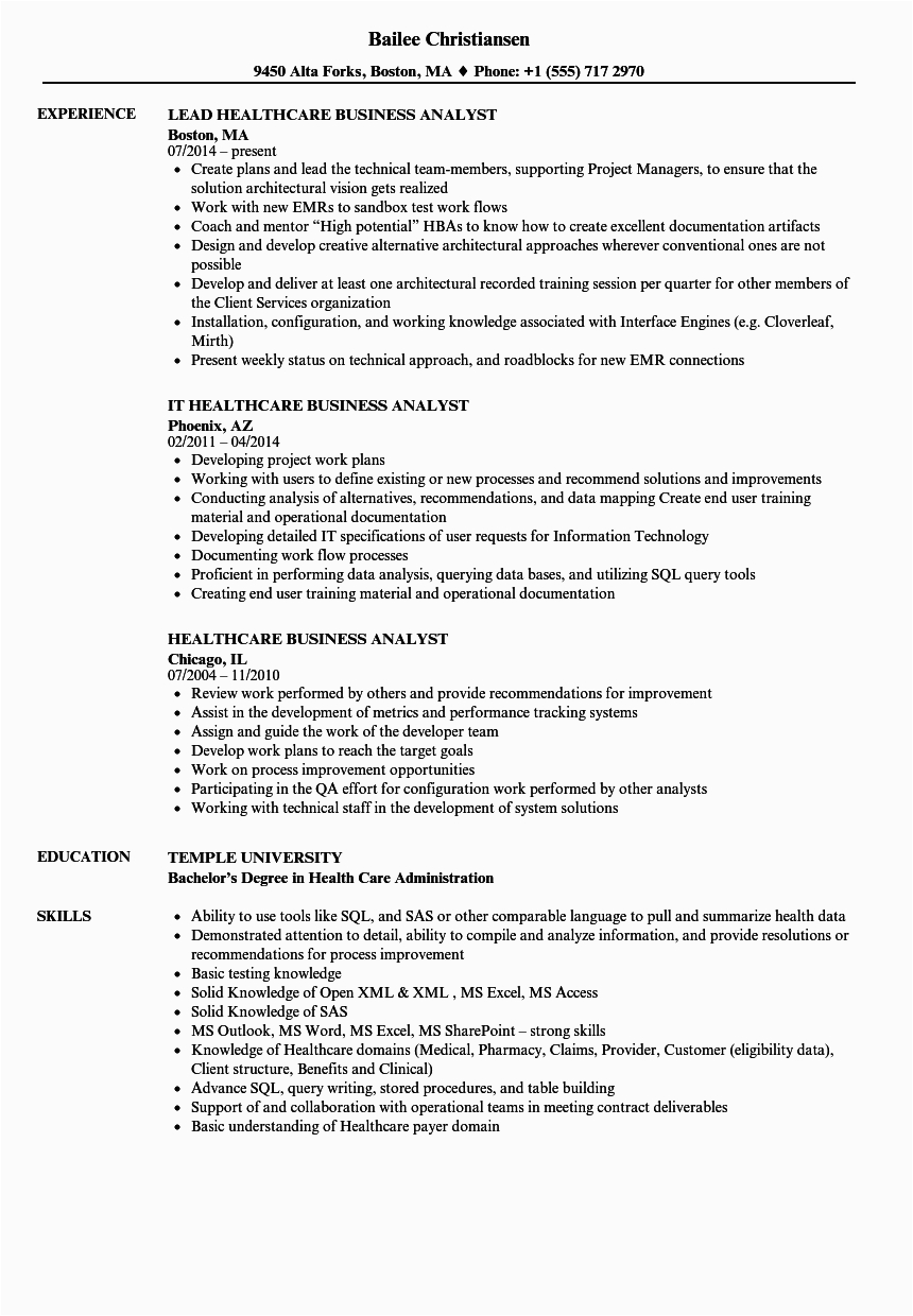 Samples Of Healthcare Business Analyst Resume Healthcare Business Analyst Resume Samples