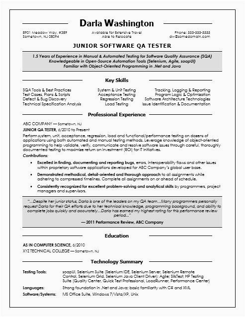 Software Testing Entry Level Sample Resumes Entry Level Qa Resume Awesome Entry Level Qa software Tester Resume
