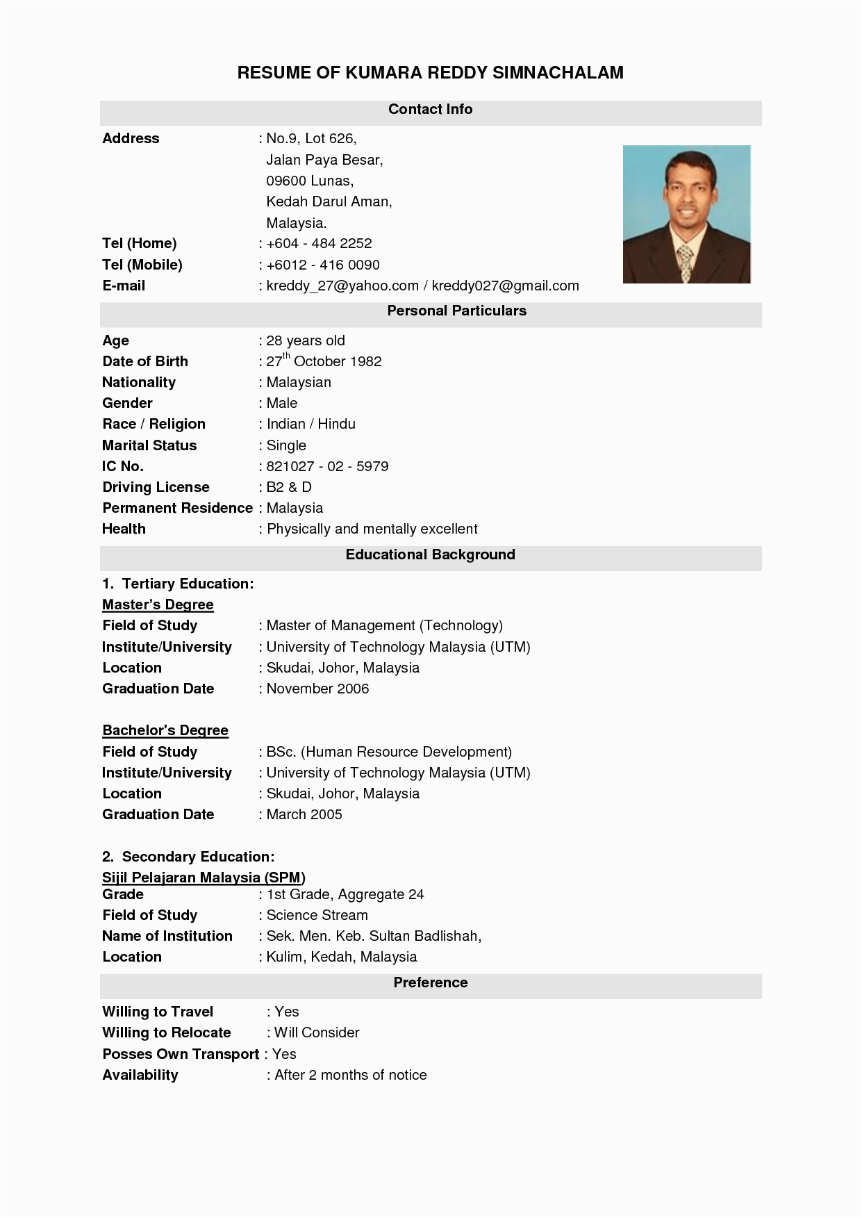 The Best Resume Sample In Malaysia Free Resume Templates Malaysia