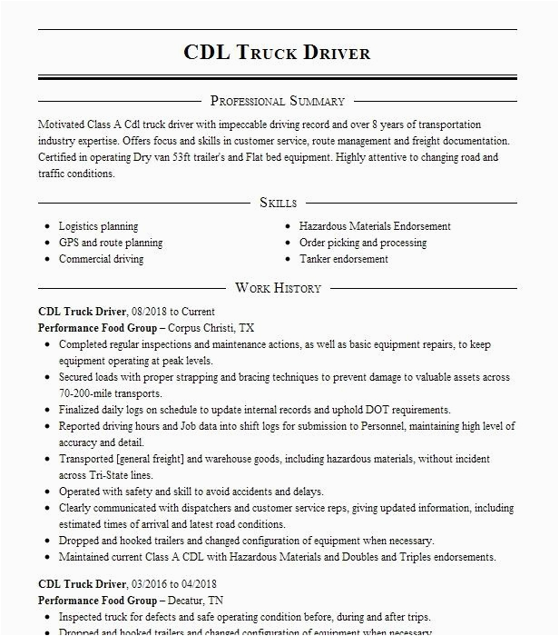 Sample Of A Cdl Truck Driver Resume Cdl Truck Driver Resume Example Foundation Building Materials San